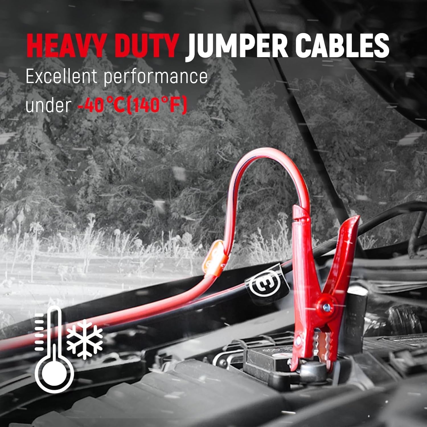 4 Gauge 25 Feet Jumper Cables for Car, SUV and Trucks Battery, Heavy Duty Automotive Booster Cables for Jump Starting Dead or Weak Batteries with Carry Bag(Td-P0425)